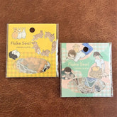 Moriyama Schinako Flake Stickers - Rabbit and Girl - Techo Treats