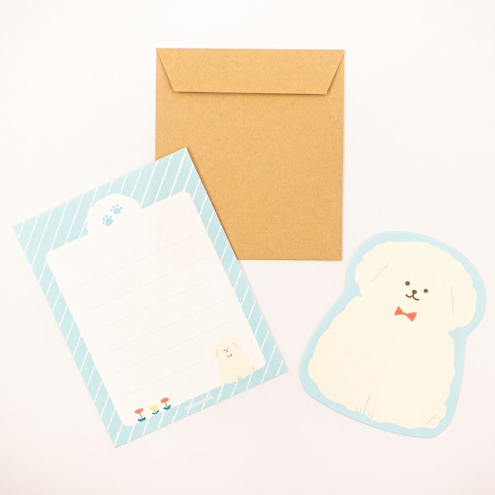 My Series Vol.4 Die-cut Mini Letter Set - Fluffy Dog - Furukawa Shiko - Default Title by Techo Treats Stationery