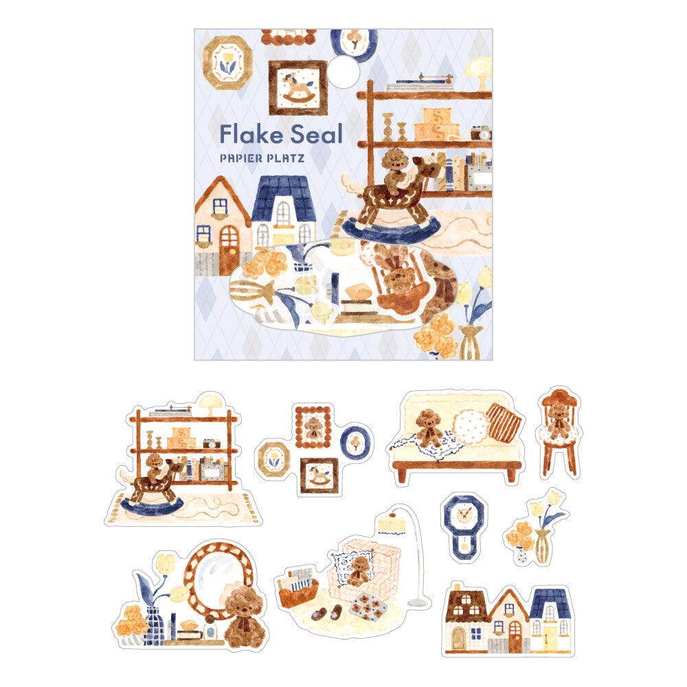 Nakauchi Waka Flake Seal - Dog and Interior - Papier Platz - Default Title by Techo Treats Stationery