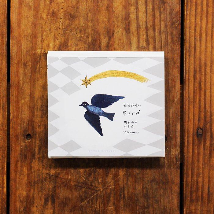 Nishishuku Block Memo with Mino Watermark Japanese Paper - Bird - Techo Treats