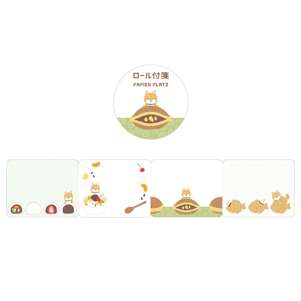 Papier Roll Sticky Notes - Shiba Inu and Japanese Sweets - Techo Treats