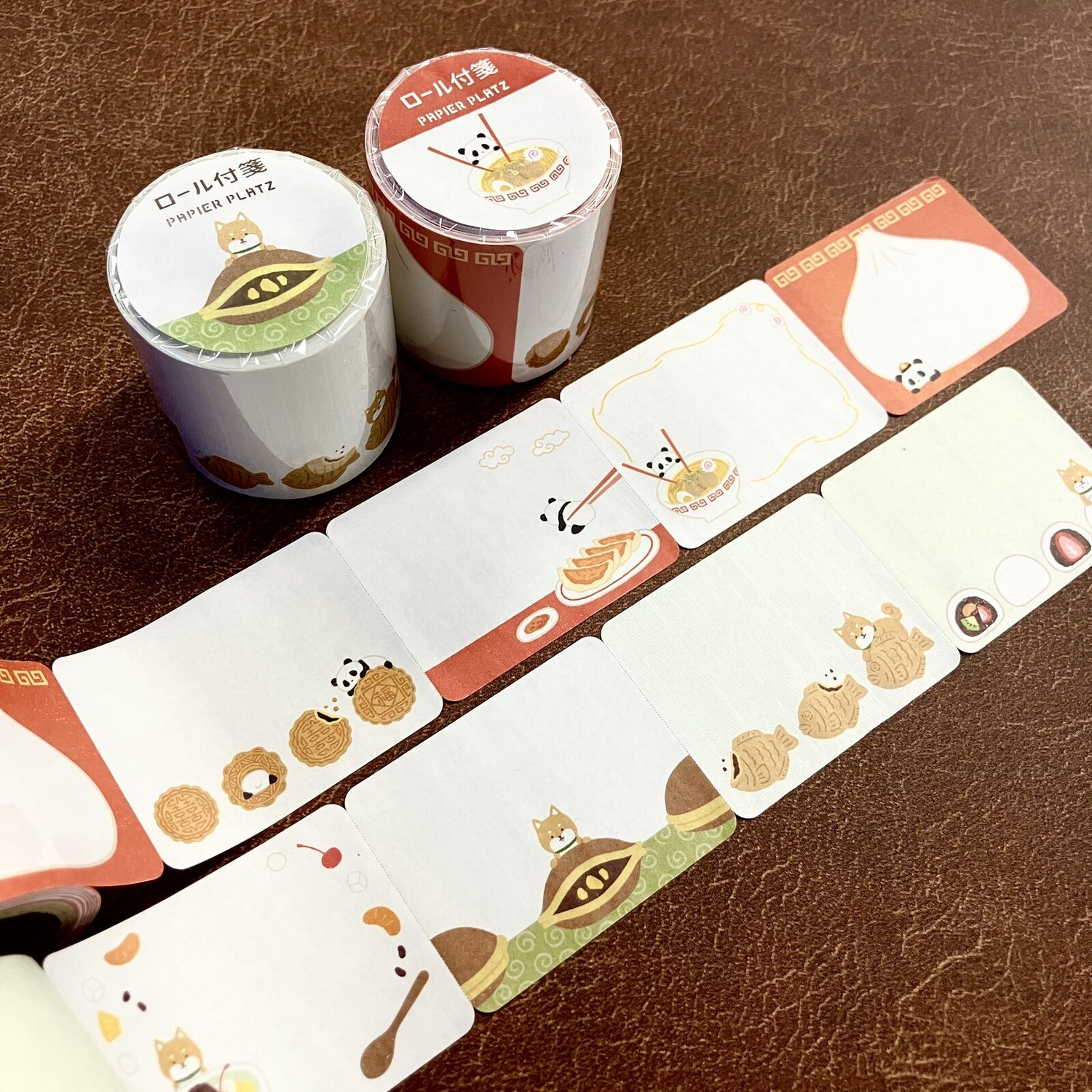 Papier Roll Sticky Notes - Shiba Inu and Japanese Sweets - Techo Treats