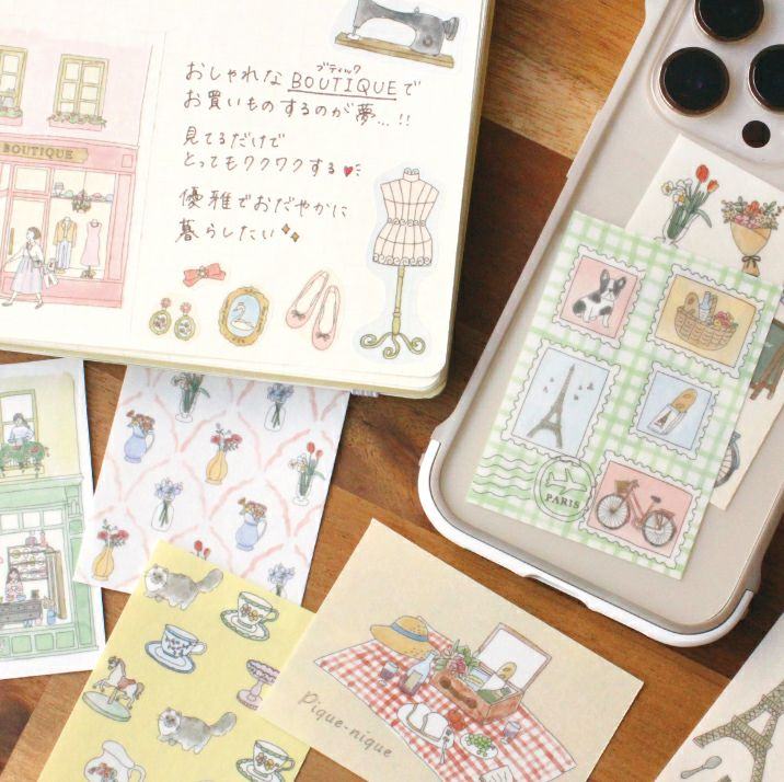 Paris Street Walking Deco Seal - Picnic - Furukawa Shiko - Default Title by Techo Treats Stationery