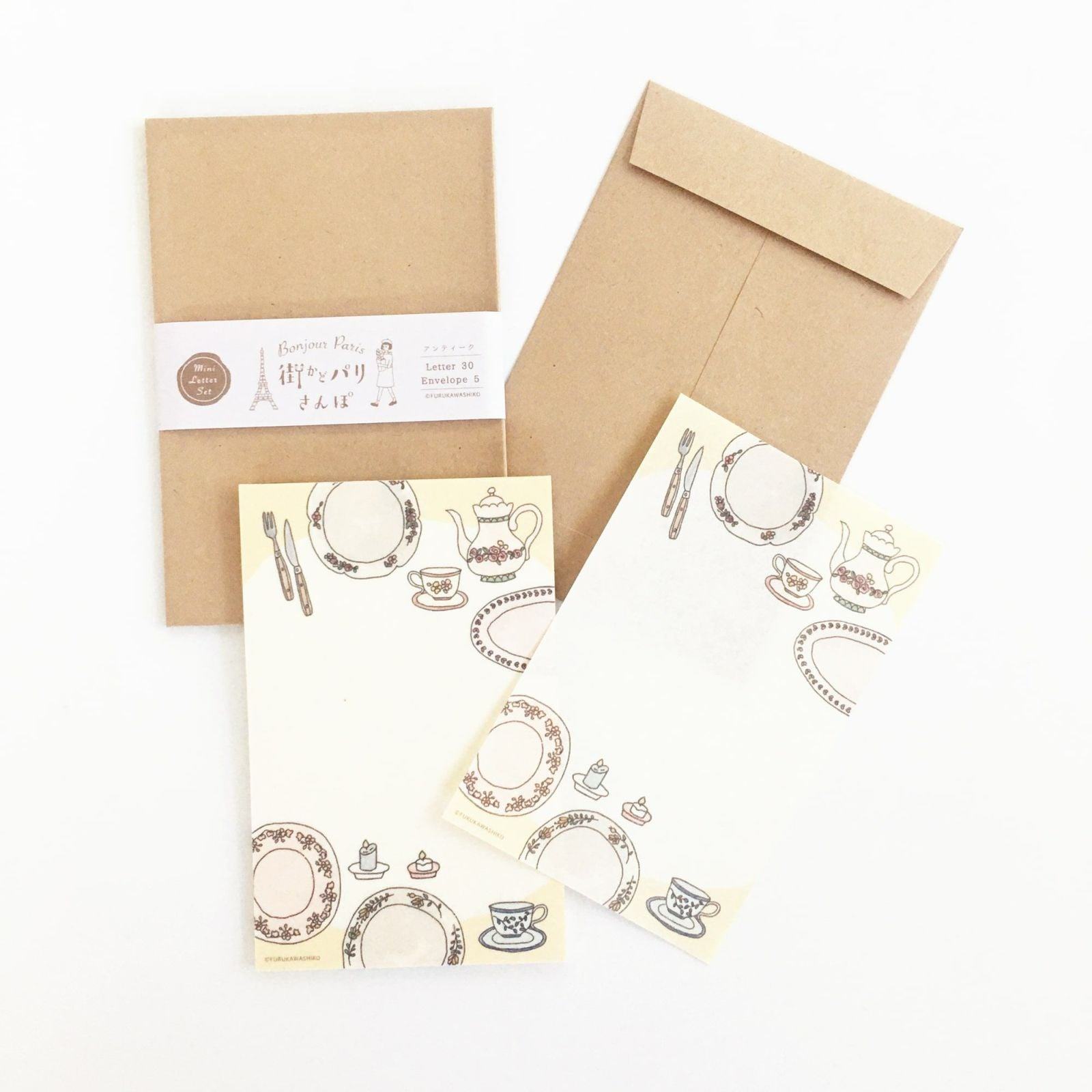 Paris Street Walking Mini Letter Set - Antique - Furukawa Shiko - Default Title by Techo Treats Stationery