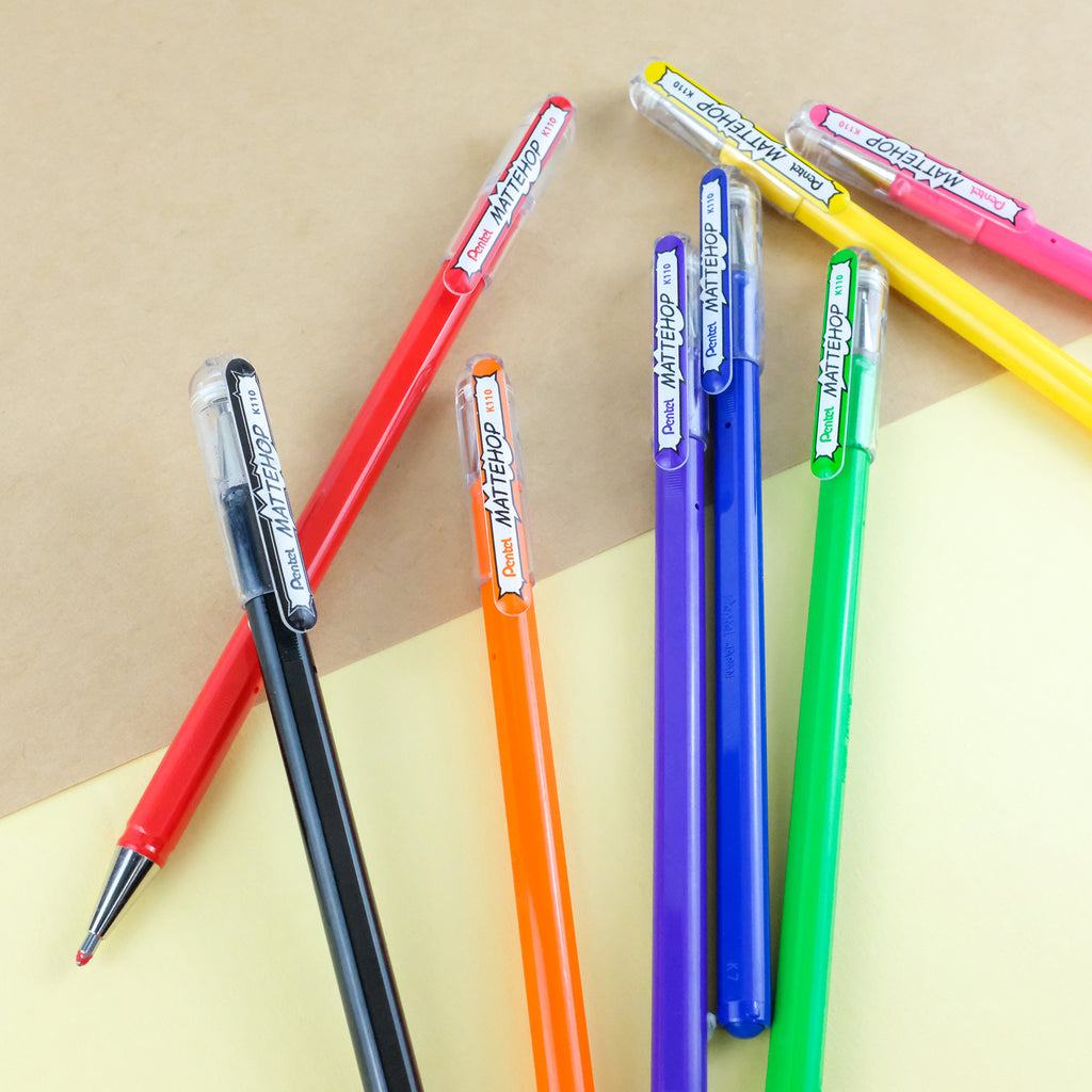Pentel MATTEHOP 1.0mm Gel Roller Pen (14 colors) - Red by Techo Treats Stationery