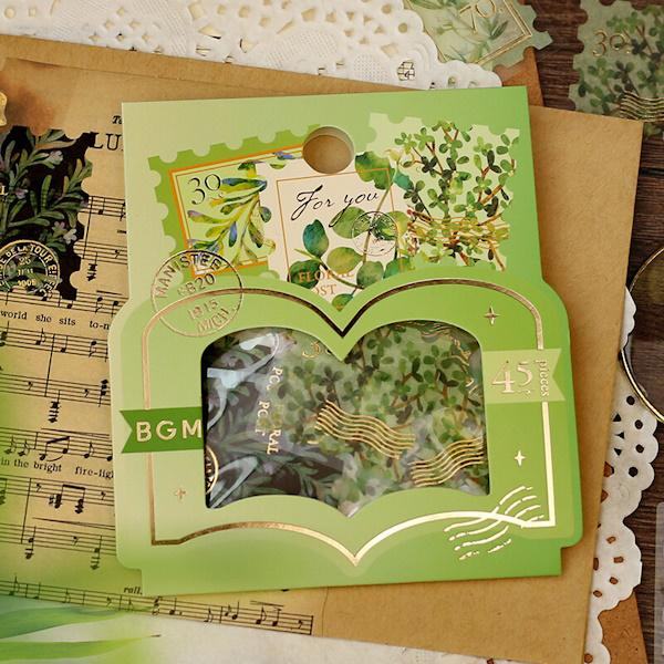 Plant Encyclopedia Foil-stamped Flake Seal - Green - Techo Treats