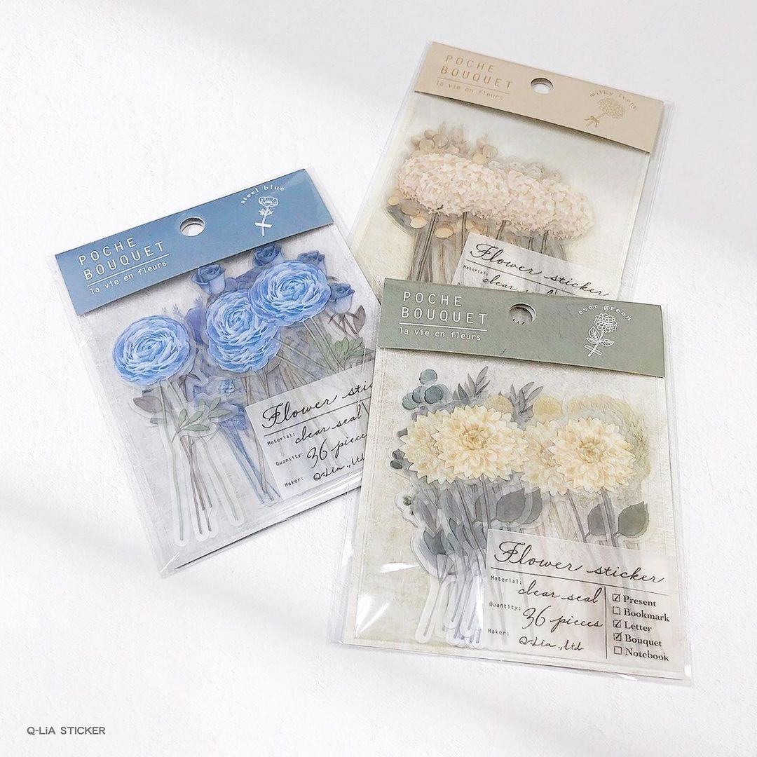POCHE BOUQUET Flake Stickers - Dark Green - Techo Treats