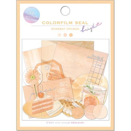 Q-LiA Colorfilm Seal Bright Flake Stickers - Sherbet Orange - Default Title by Techo Treats Stationery