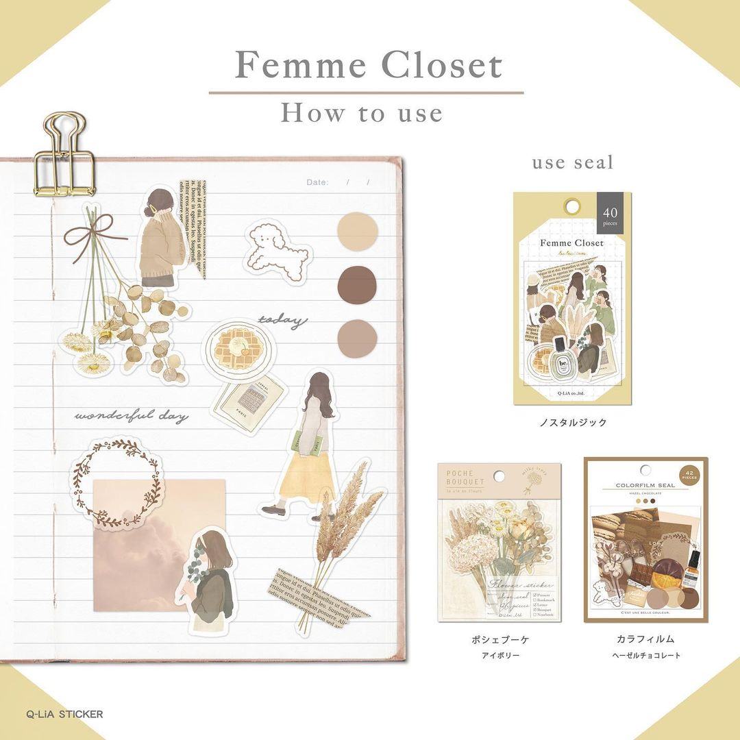 Q-LiA Femme Closet Flake Stickers - Trad - Default Title by Techo Treats Stationery