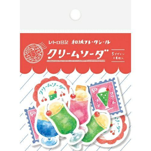 Retro Diary Washi Flake Stickers - Cream Soda - Furukawa Shiko - Default Title by Techo Treats Stationery