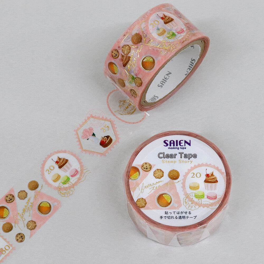SAIEN Stamp Story Foil-stamped Clear Tape - Tea Party - Default Title by Techo Treats Stationery