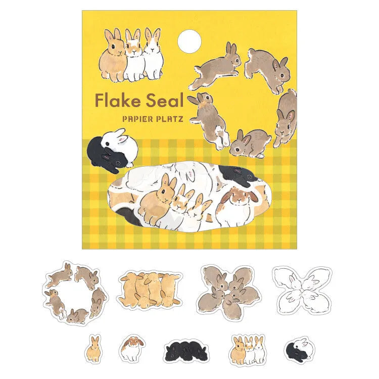 Schinako Moriyama Flake Seal - Rabbits Gathering - Papier Platz - Default Title by Techo Treats Stationery