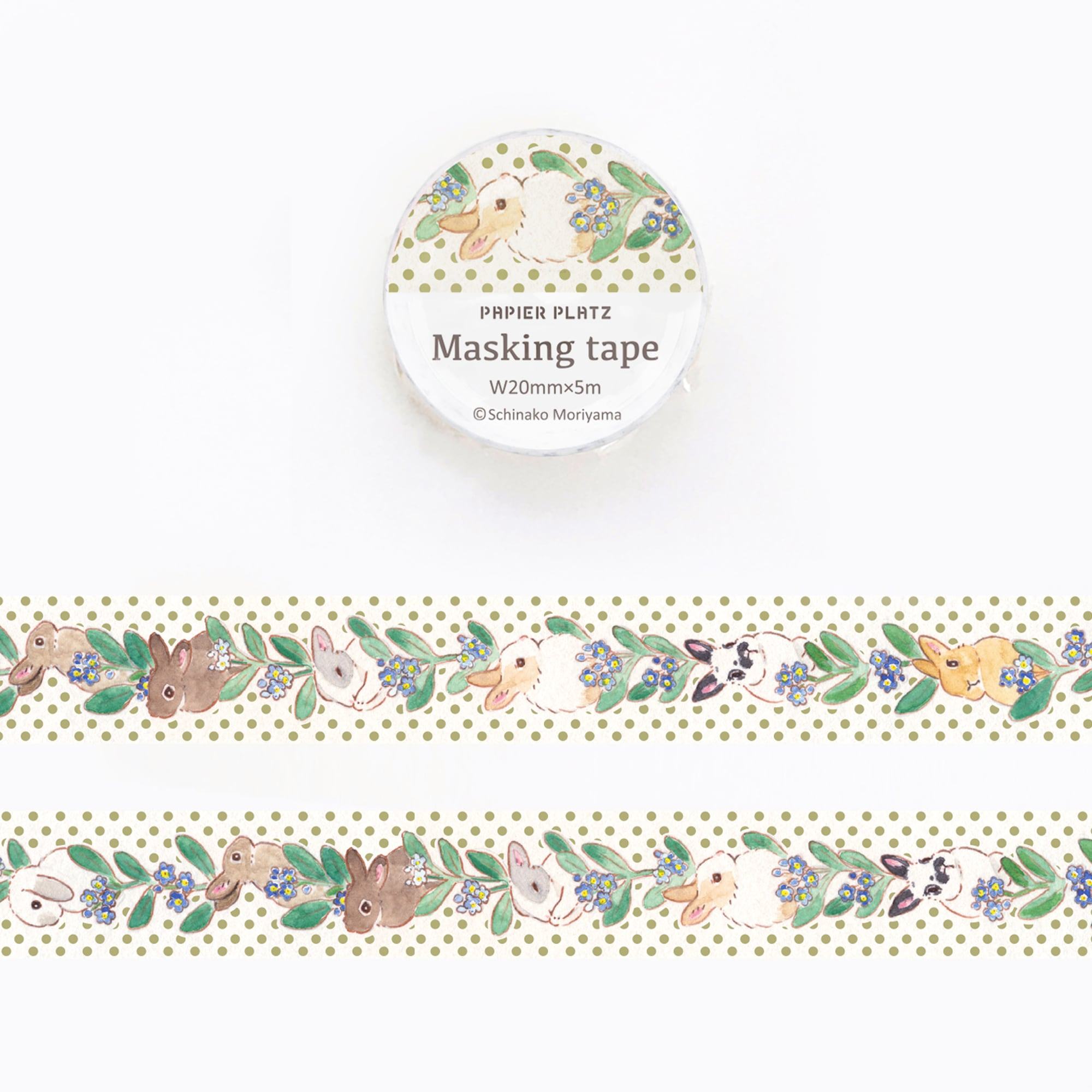 Schinako Moriyama Masking Tape - Rabbit and Flowers - Papier Platz - Default Title by Techo Treats Stationery