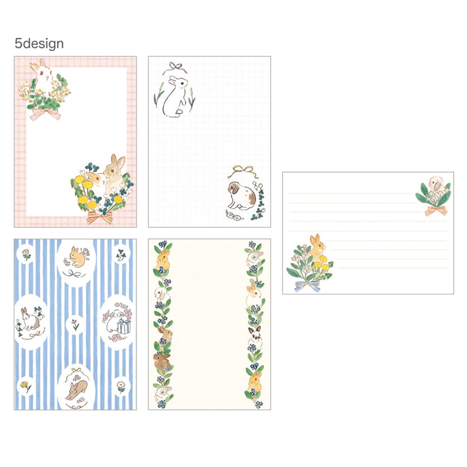 Schinako Moriyama OTEGARU MEMO - Rabbit and Wildflowers - Papier Platz - Default Title by Techo Treats Stationery