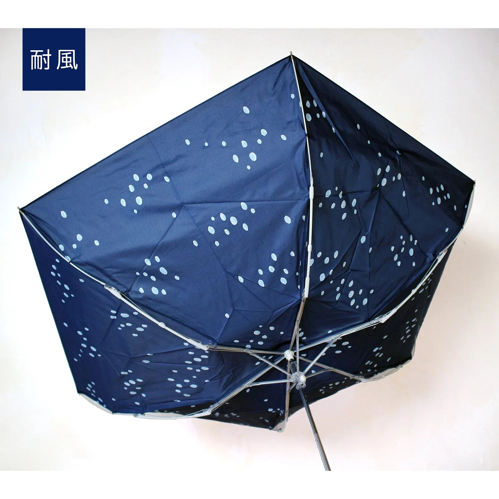 Shimaenaga Long-tailed Tit Compact Folding Umbrella (Off White) - 55cm Windproof - Techo Treats
