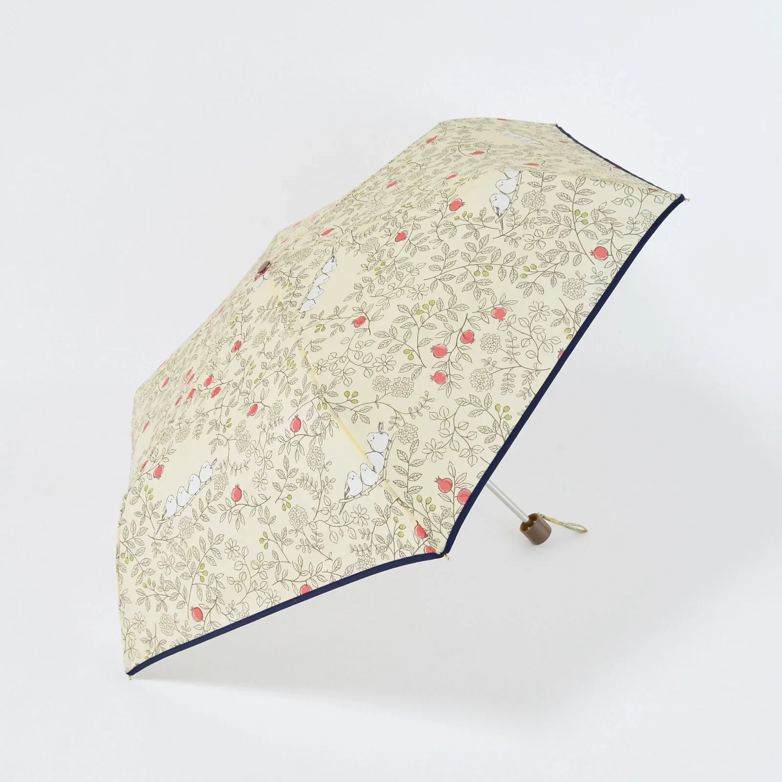 Shimaenaga Long-tailed Tit Compact Folding Umbrella (Off White) - 55cm Windproof - Techo Treats