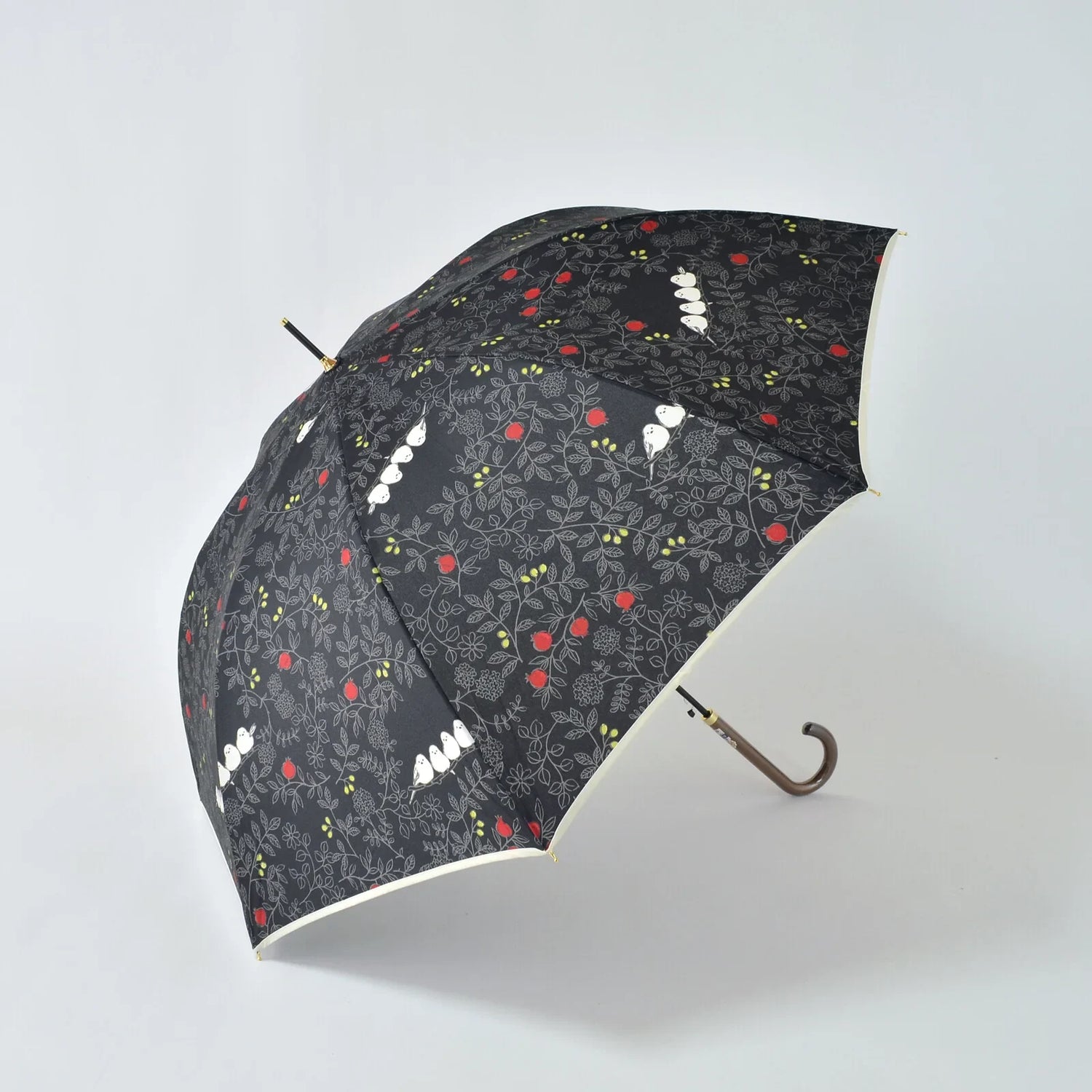 Shimaenaga Long-tailed Tit Long Umbrella (Black) - 60cm Windproof - Techo Treats