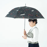 Shimaenaga Long-tailed Tit Long Umbrella (Black) - 60cm Windproof - Techo Treats