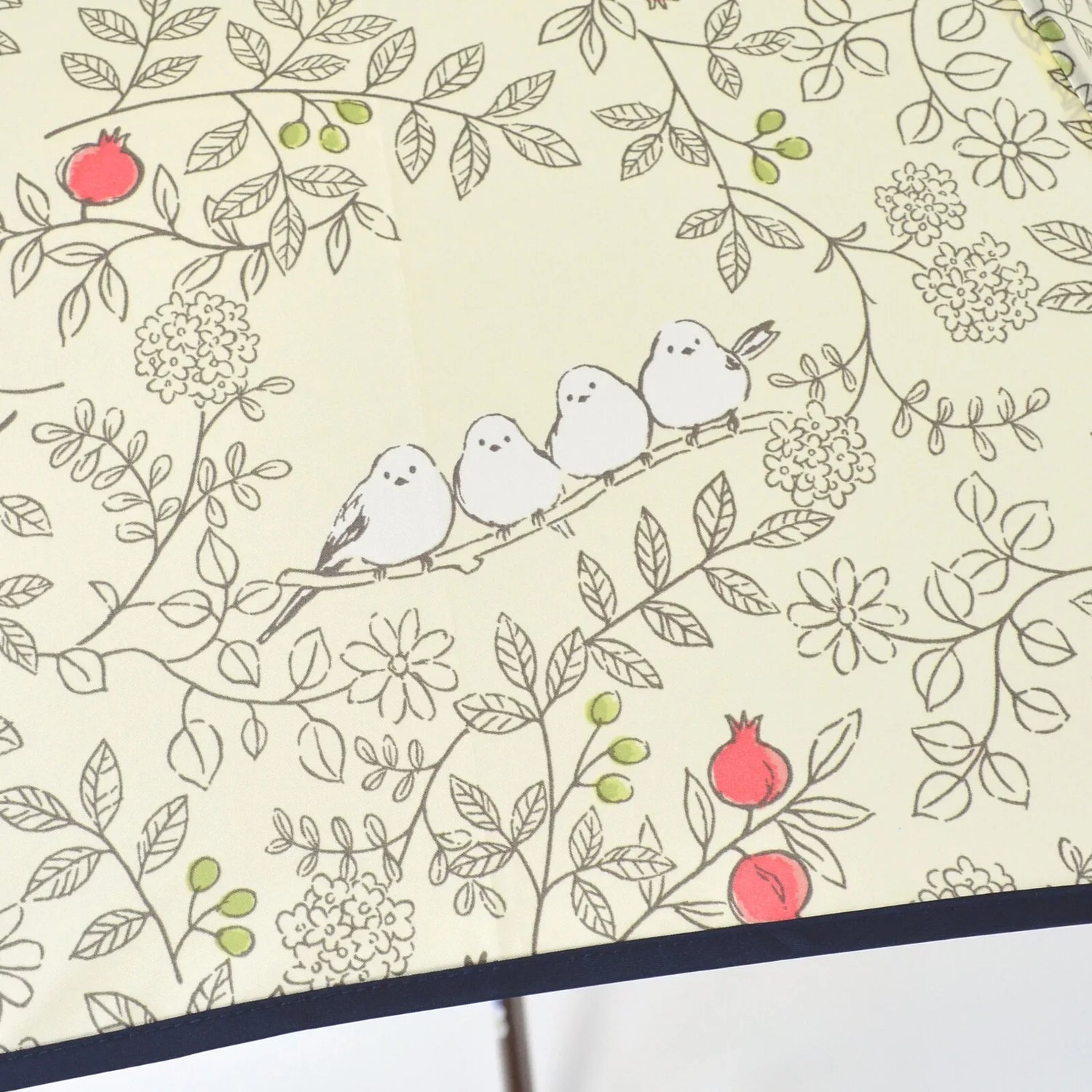 Shimaenaga Long-tailed Tit Long Umbrella (Off White) - 60cm Windproof - Techo Treats