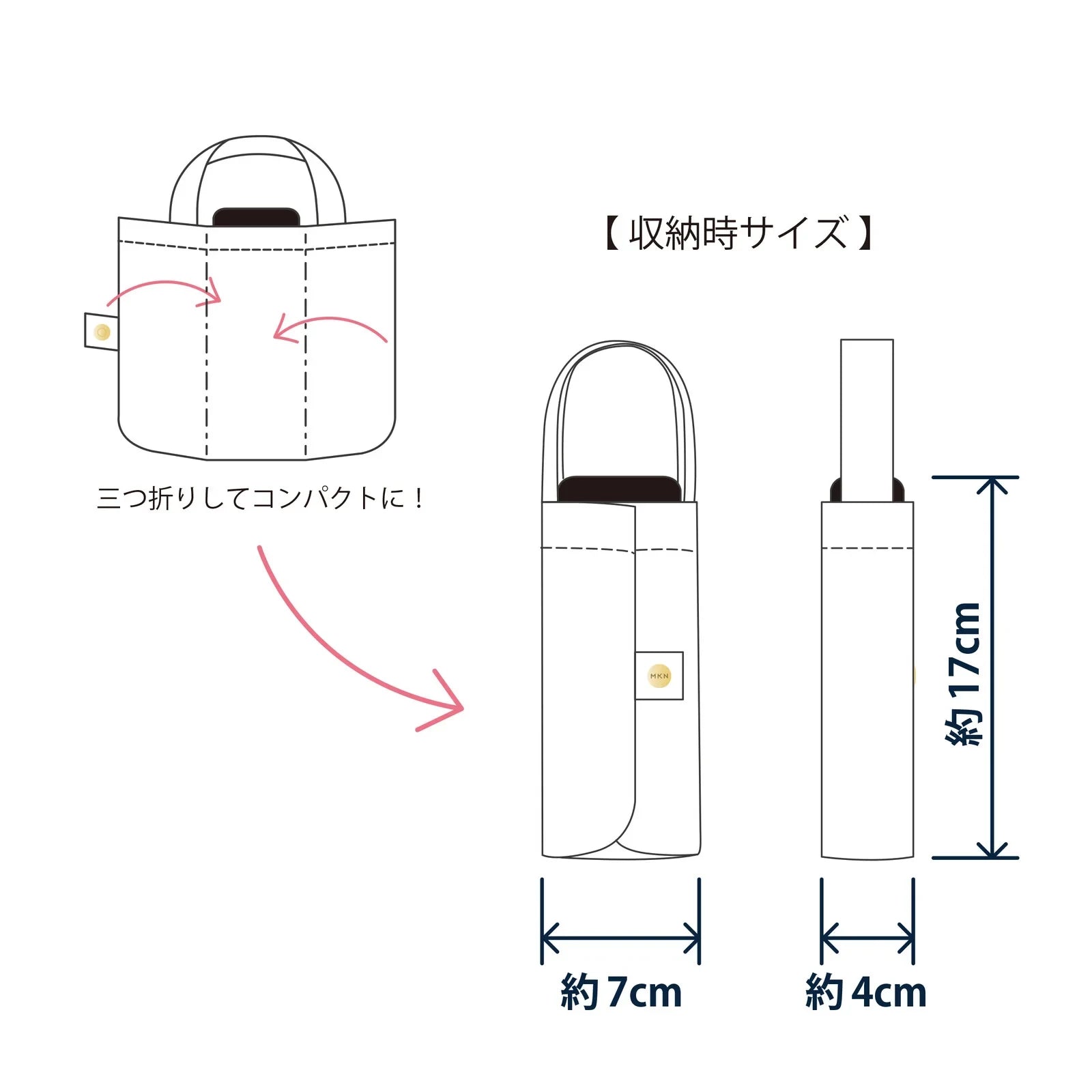 Shimaenaga Long-tailed Tit Mini Folding Umbrella (Square Mini) - 47cm All-weather UV- and Heat-blocking - MIKUNI - Default Title by Techo Treats Stationery