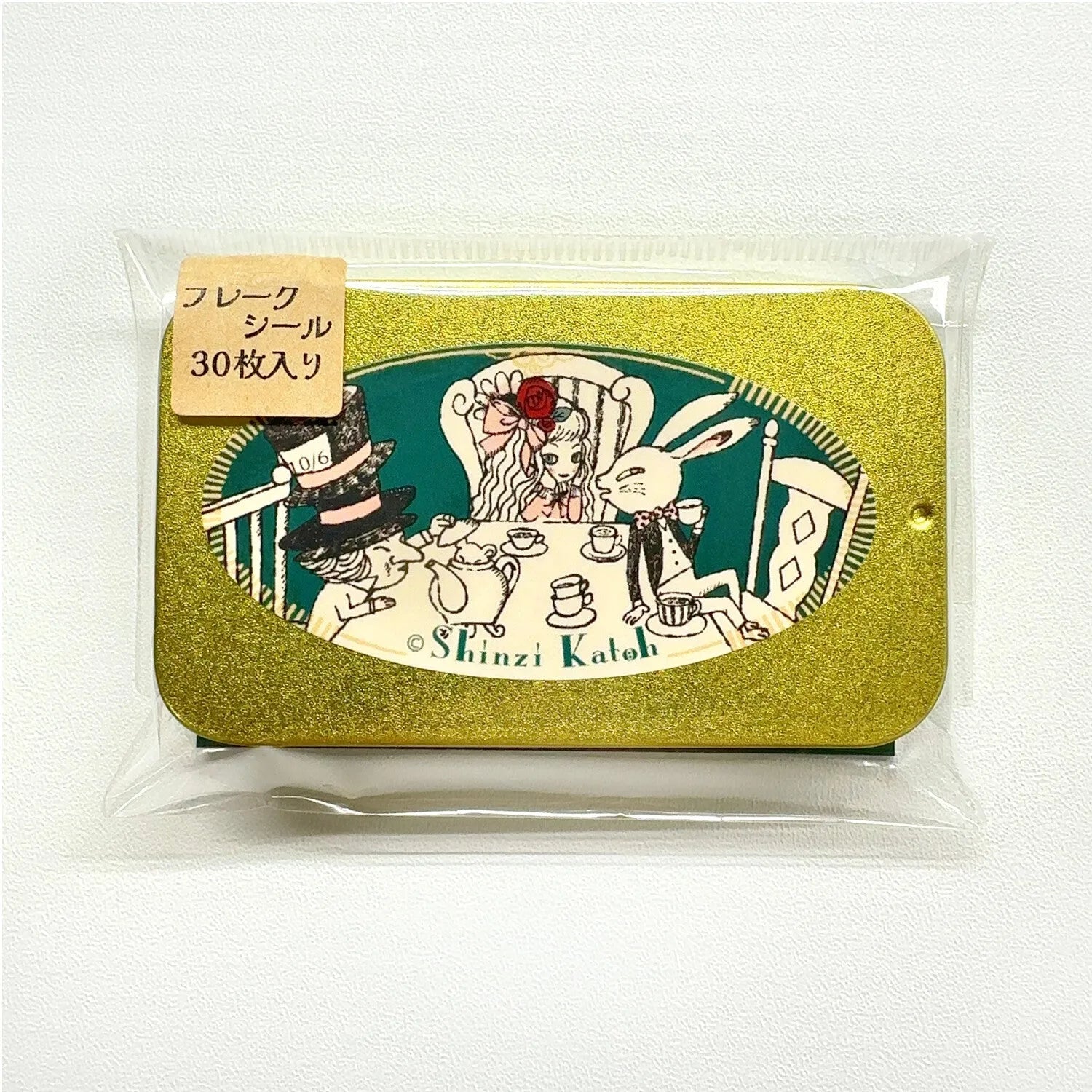 Shinzi Katoh Alice in Wonderland Flake Stickers in Tin - Tea Party - Techo Treats