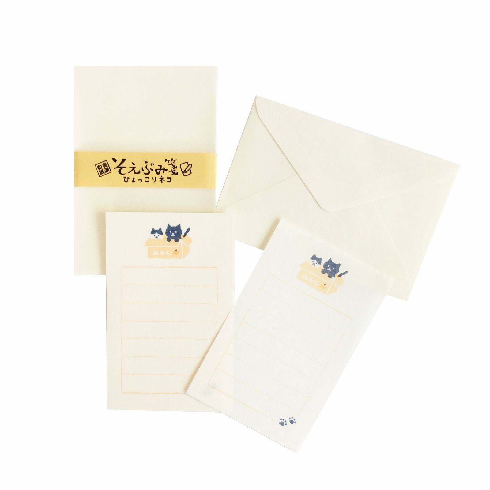 Soebumi-Sen Mini Letter Set - Hyokkori Cat - Furukawa Shiko - Default Title by Techo Treats Stationery