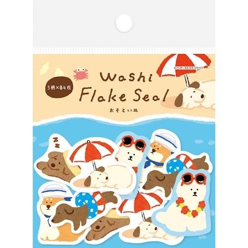 Summer Limited Washi Flake Seal - chilling dog - Furukawa Shiko - Default Title by Techo Treats Stationery