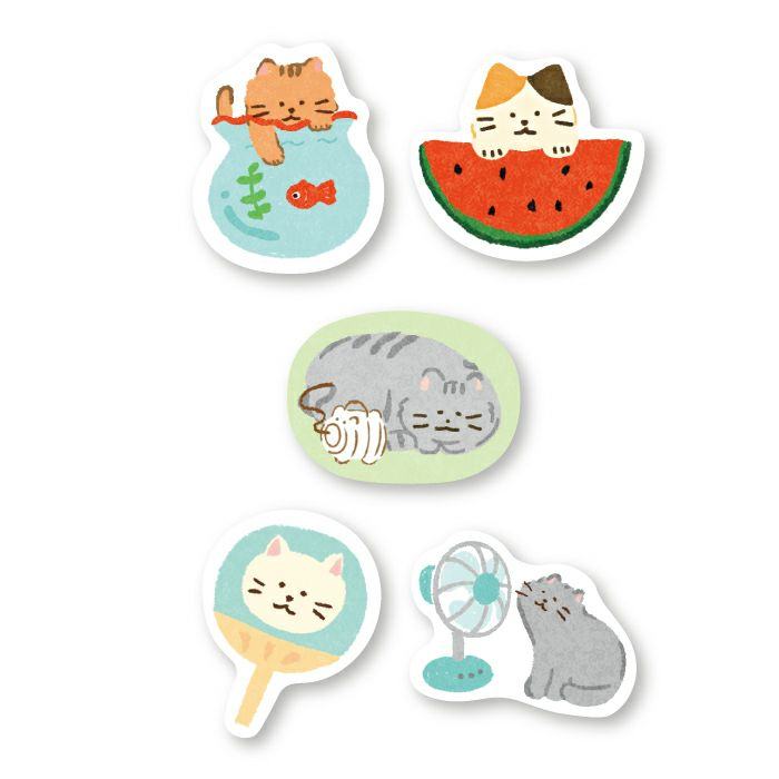 Summer Limited Washi Flake Seal - house cat - Furukawa Shiko - Default Title by Techo Treats Stationery