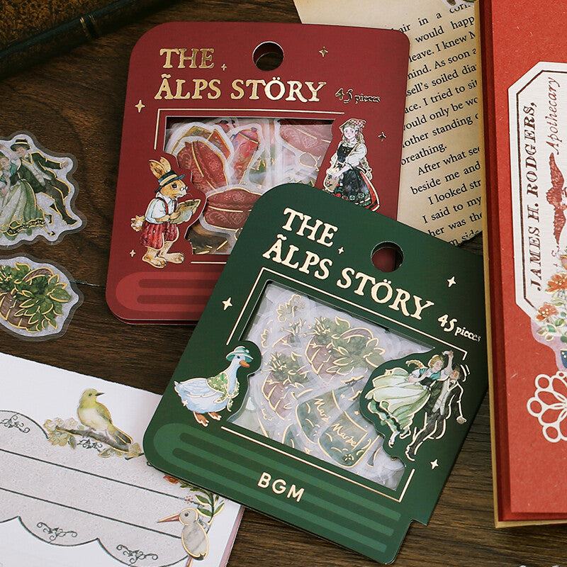 The Alps Story Foil-stamped Flake Seal - Green - Techo Treats