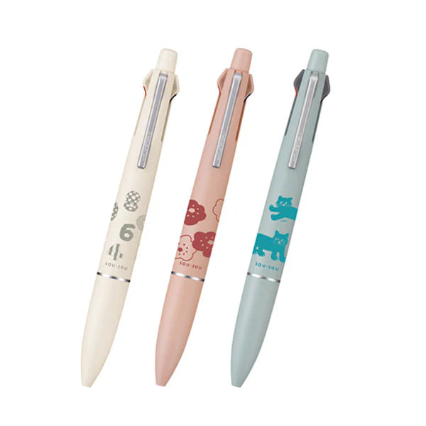 uni SOU・SOU Limited JETSTREAM 4&1 Lite Multifunction Ballpoint Pen 0.5mm (3 colors) - Playing with Numbers (Off White) by Techo Treats Stationery