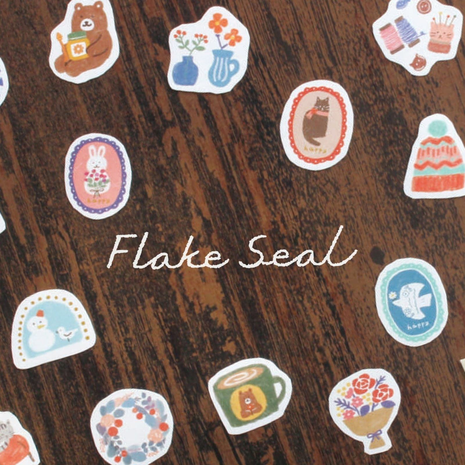 Winter Limited Flake Seal - Flowers and Rabbits - Furukawa Shiko - Default Title by Techo Treats Stationery