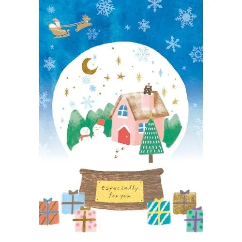 Winter Limited Foil-stamped Postcard - Snow Globe - Furukawa Shiko - Default Title by Techo Treats Stationery