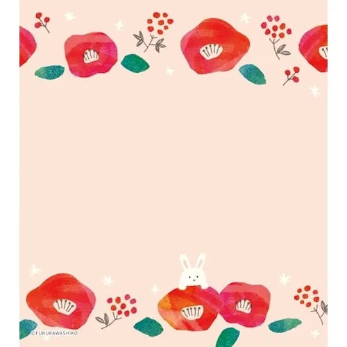 Winter Limited Memo Pad - Retro Tsubaki Rabbit - Techo Treats