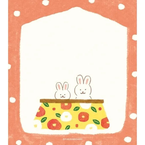 Winter Limited Memo Pad - Retro Tsubaki Rabbit - Techo Treats
