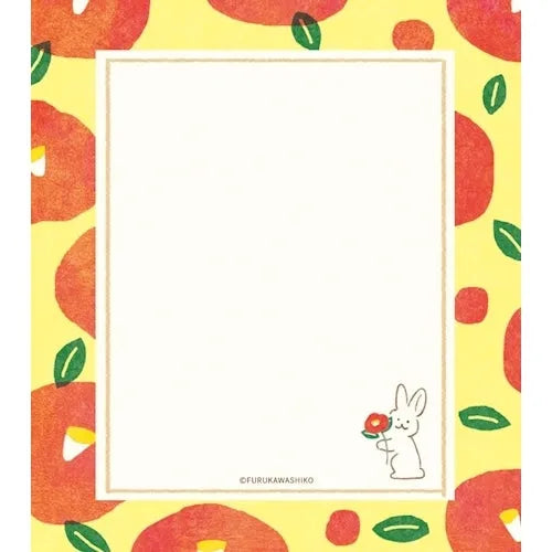 Winter Limited Memo Pad - Retro Tsubaki Rabbit - Techo Treats