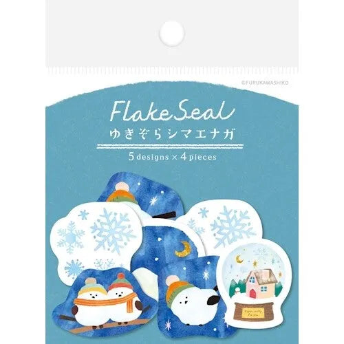 Winter Limited Washi Flake Seal - Shimaenaga Long-tailed Tit - Furukawa Shiko - Default Title by Techo Treats Stationery