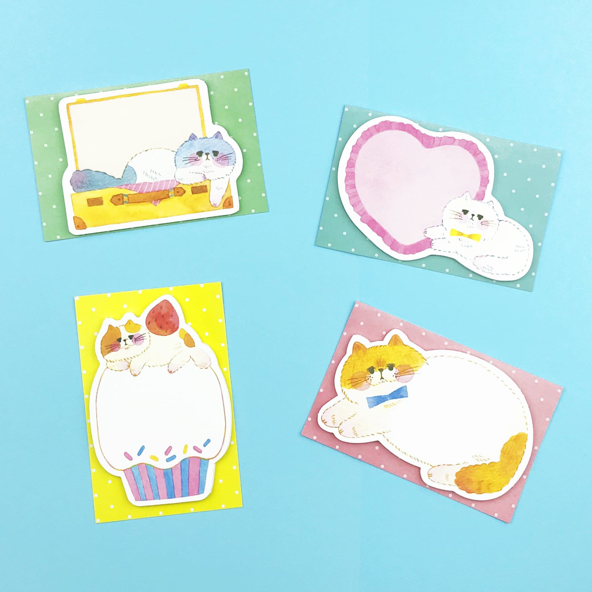Yoko Die-cut Mini Card - Lying Cat - Papier Platz - Default Title by Techo Treats Stationery