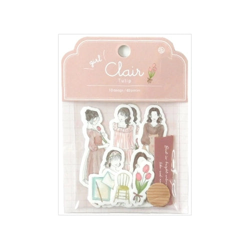 Z&K Clair Seal Girl Flake Stickers - Tulip - Default Title by Techo Treats Stationery