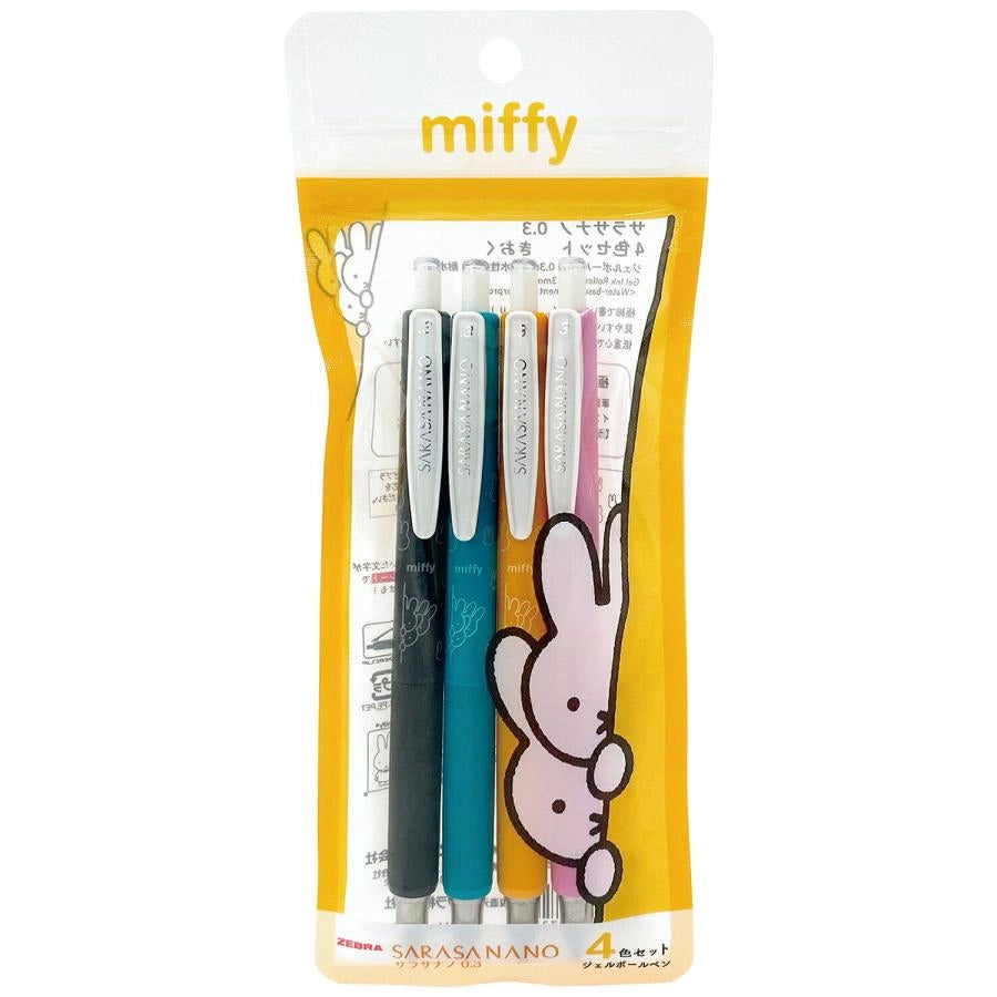 ZEBRA (Limited) miffy Sarasa Nano 0.3mm Gel Pen 4-color Set (B) - Keeping an Eye - Default Title by Techo Treats Stationery