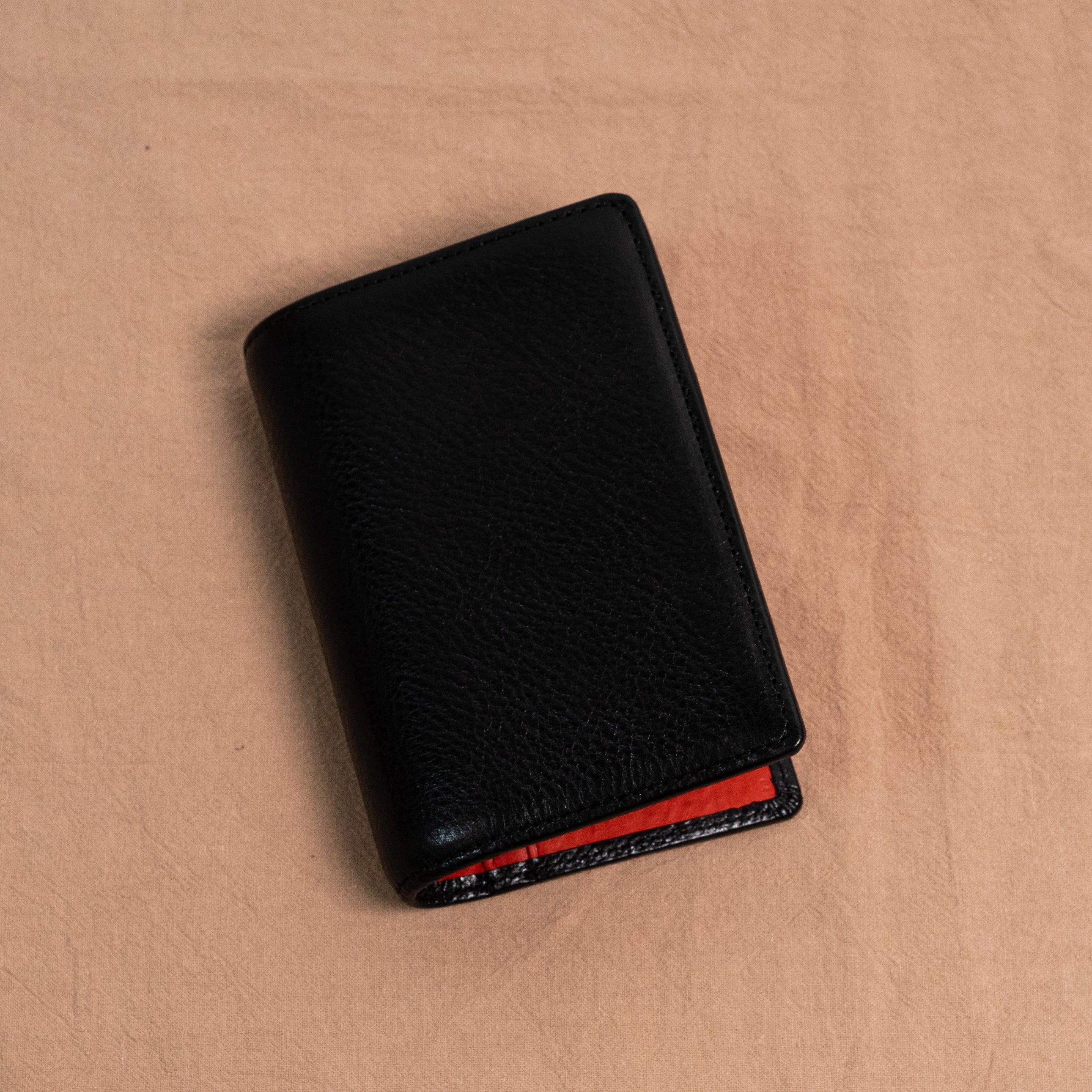 Micro 5 Narrow Minerva Box Leather Planner - Lux Black x Lux Red - Techo Treats