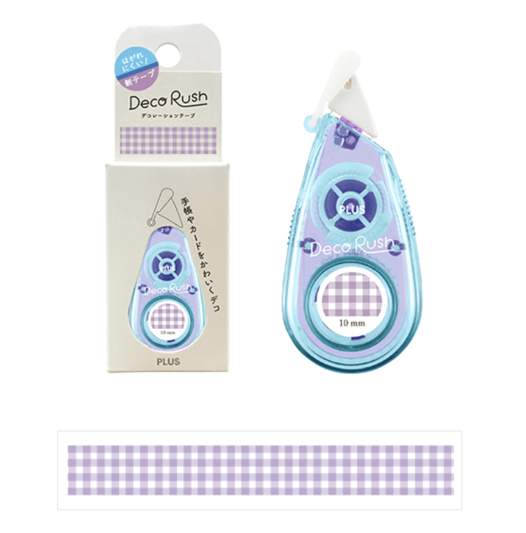 PLUS Deco Rush 10mm Decoration Tape - Series 51 (7 designs) - Gingham Check by Techo Treats Stationery