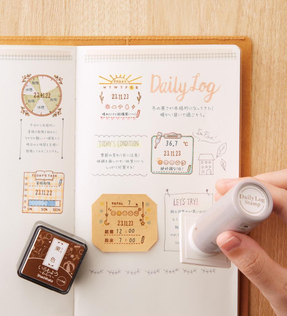 Shachihata Daily Log Rubber Date Stamp - Today Task - Body + Stamp Face by Techo Treats Stationery