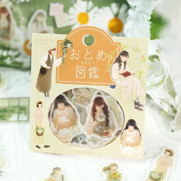 Girl Picture Book Coordinate Seal - Light Color Girl