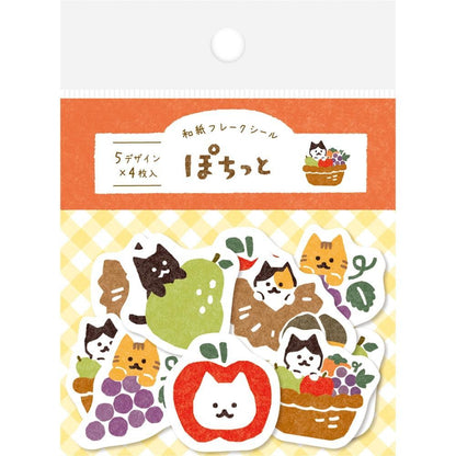 (2023 Autumn Limited) Pochitto Flake Stickers - Fruit Cat - Techo Treats