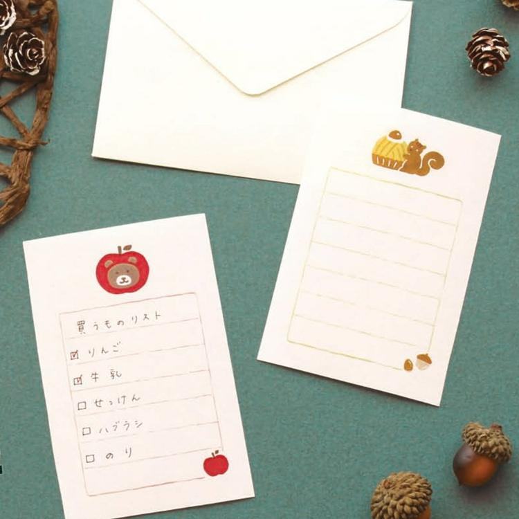 (2023 Autumn Limited) Soebumi Paper Letter Set - Bear and Apple - Techo Treats