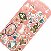 (2023 Winter Limited) Kira Seal (Foil-stamped) - Flowers and Rabbits - Techo Treats