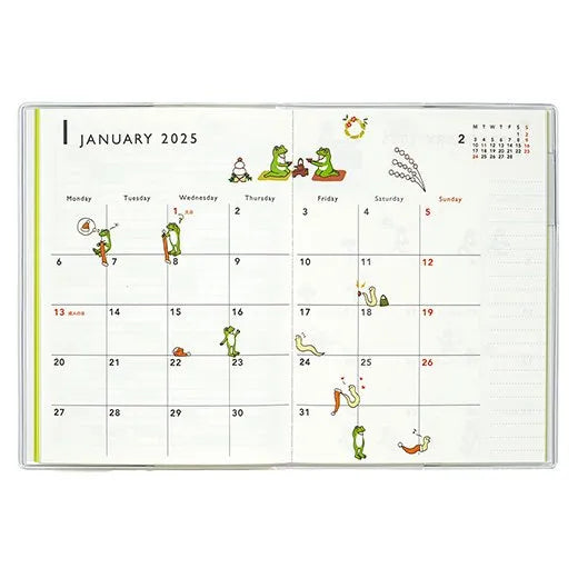 2025 Monthly Planner - A6 Soft Cover - Frog Time - Techo Treats