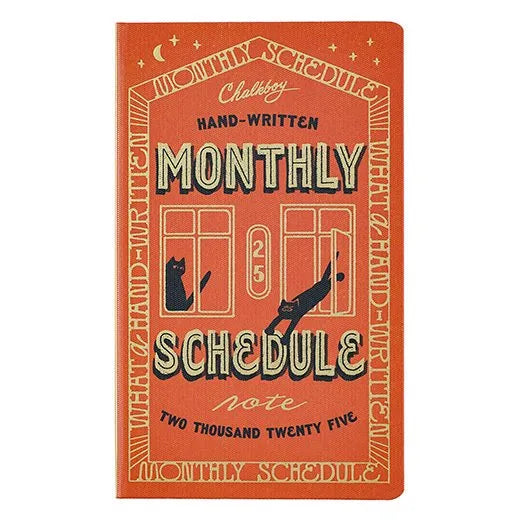 2025 Monthly Schedule Notebook - B6 Slim Hard Cover - Chalkboy - Techo Treats