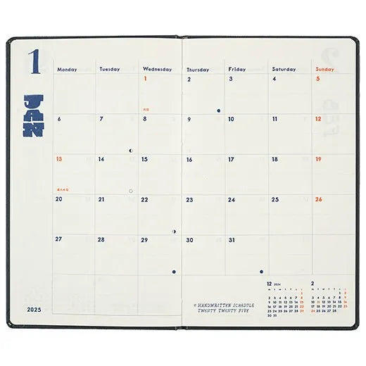 2025 Monthly Schedule Notebook - B6 Slim Hard Cover - Chalkboy - Techo Treats