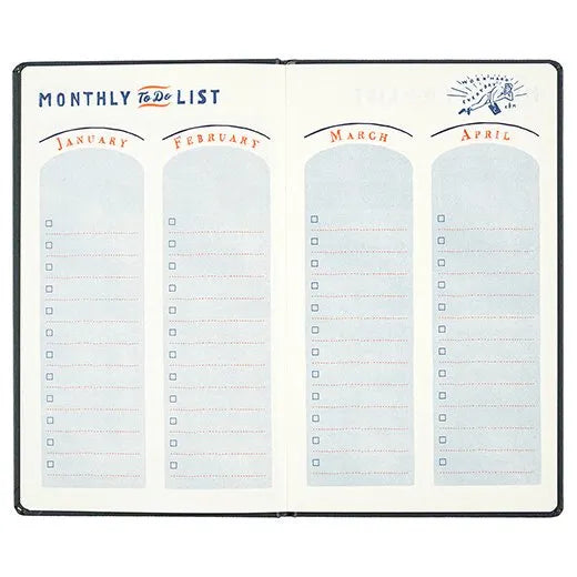 2025 Monthly Schedule Notebook - B6 Slim Hard Cover - Chalkboy - Techo Treats